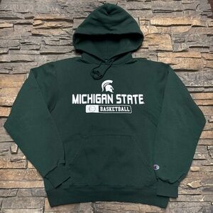 Michigan State Basketball Hoodie Sweatshirt Womens Small Green College Pullover